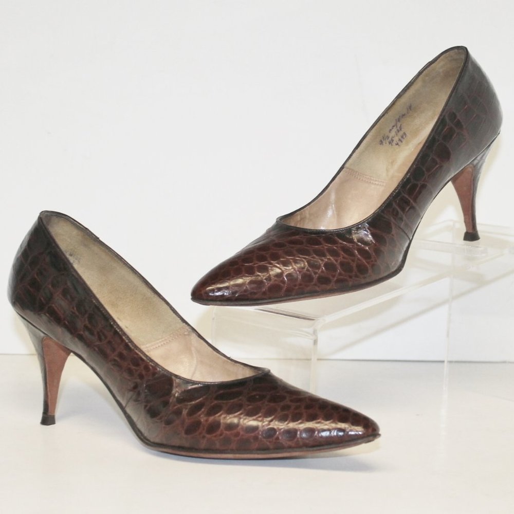 Vintage 50's Genuine Alligator Skin Handmade Heels